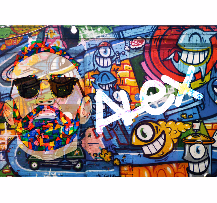 Fototapete mit Namen graffiti buntes urbanes porträt - TenStickers