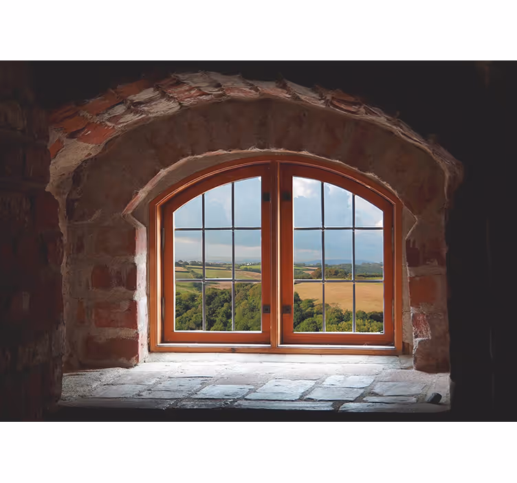 Fototapete landschaft steinbogenfenster - TenStickers