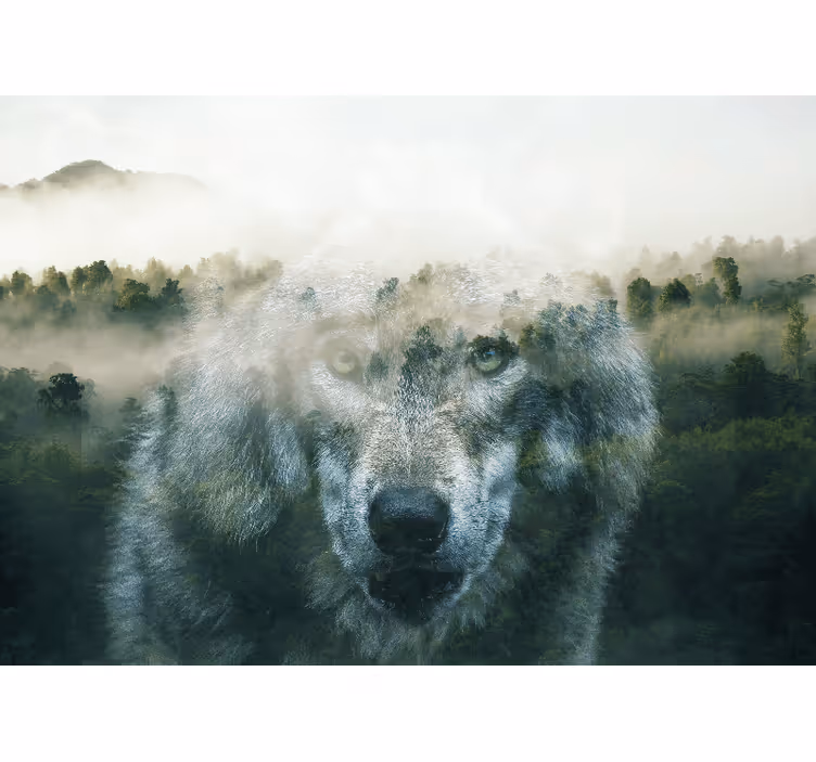Fototapete tiere wolf porträt im regal - TenStickers