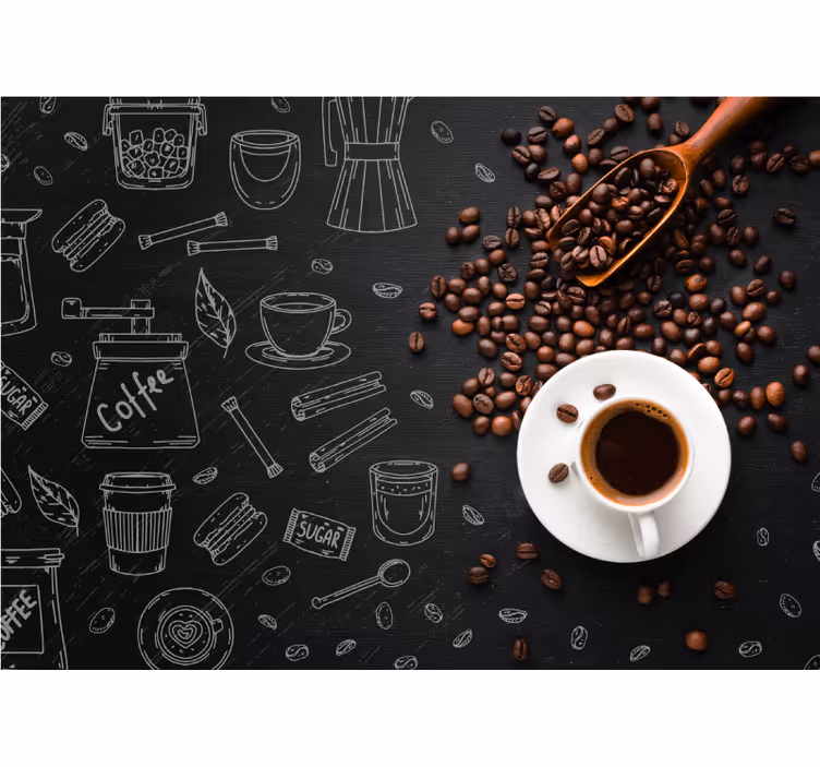 Fototapete sprüche kaffee kultur elemente - TenStickers