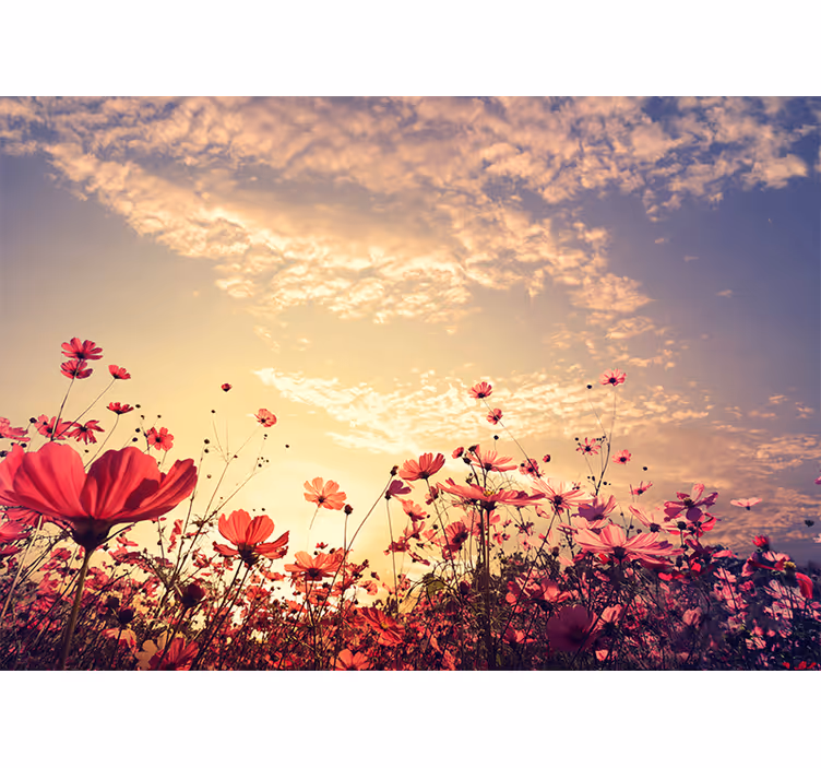 Fototapete Schlafzimmer Blumen Landschaft - TenStickers