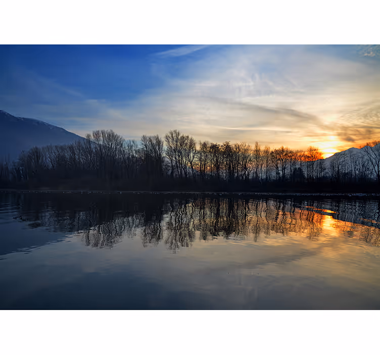 Fototapete Landschaft ruhiger sonnenuntergang am see - TenStickers