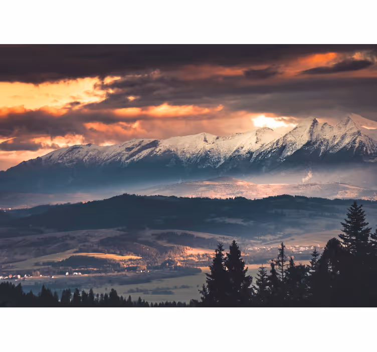 Fototapete Berge majestätische schneebedeckte gipfel - TenStickers