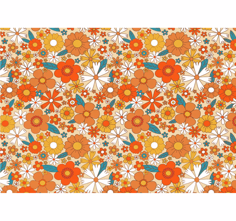 Fototapete Vintage Mehrfarbige 70er blumen - TenStickers