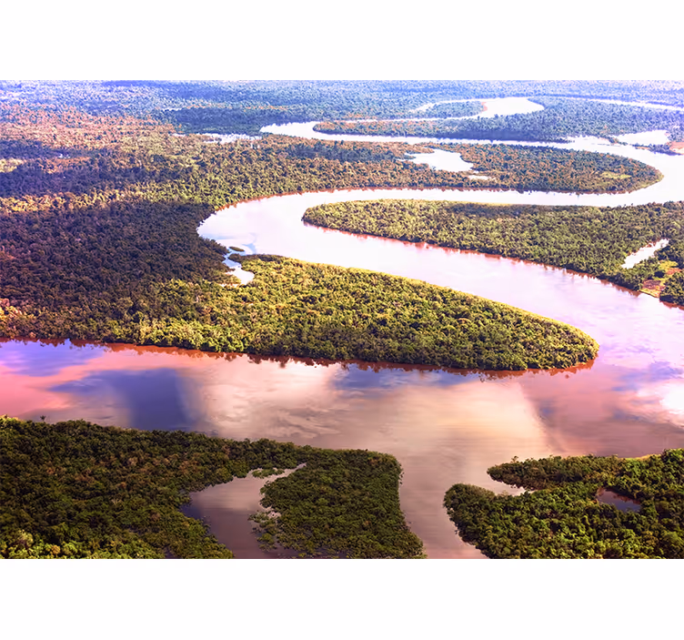 Fototapete landschaft mit gewundenem fluss - TenStickers