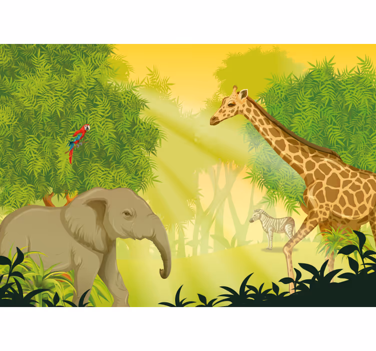 Fototapete tiere savanne safari szene - TenStickers