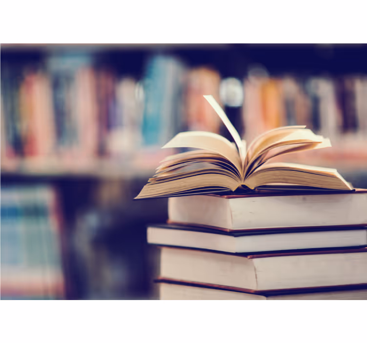Fototapete kunst stapel offener bücher - TenStickers