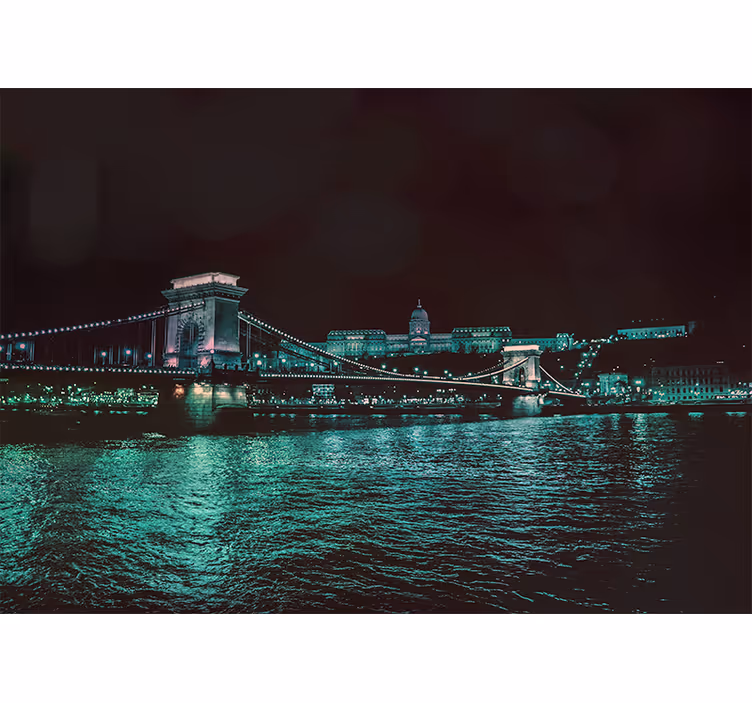 Fototapete städte nachtansicht kettenbrücke - TenStickers