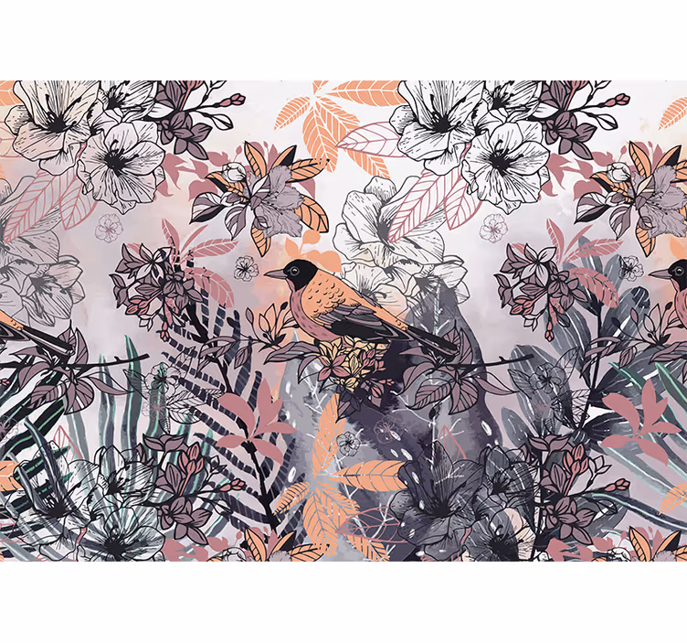 Fototapete blumen vogel zwischen blüten - TenStickers