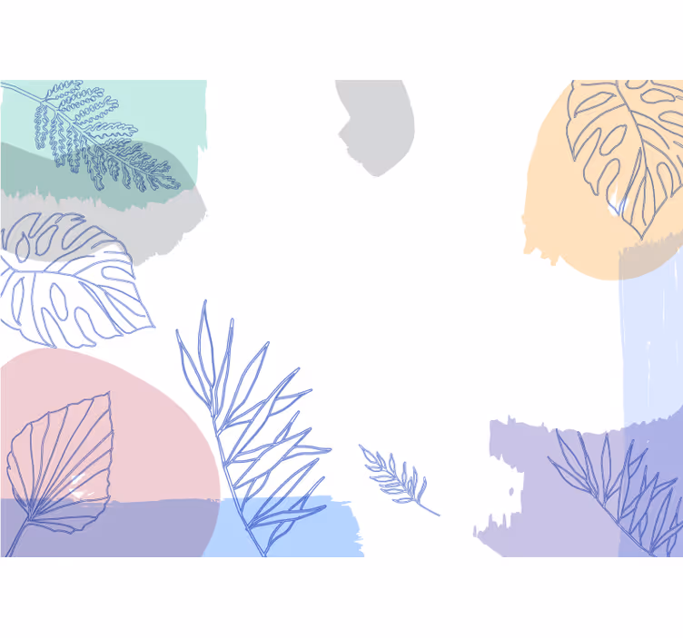 Fototapete natur mit blattförmigen geometrischen formen - TenStickers