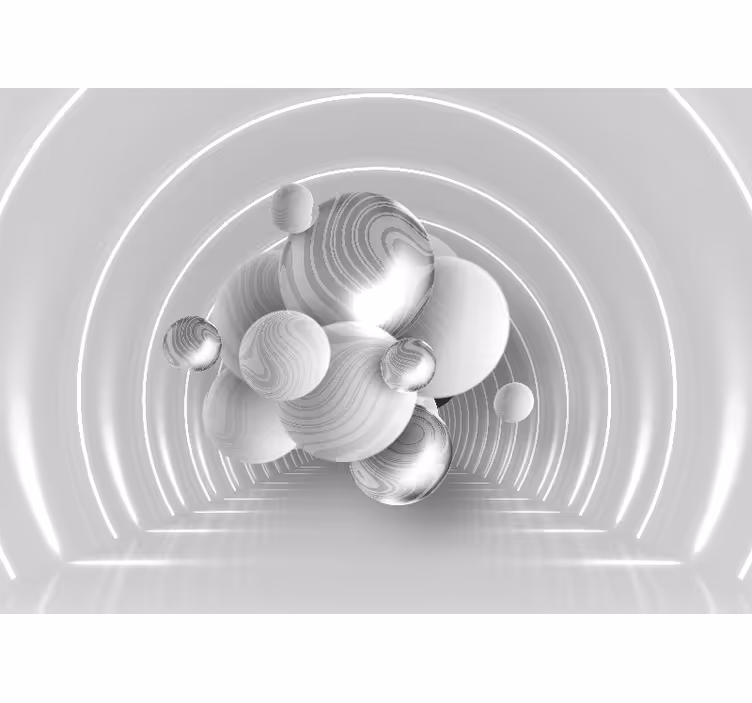 3D Tapete Wohnzimmer Kugeln im Tunnel - TenStickers