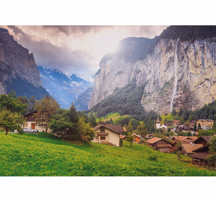 Fototapete landschaft gebirgstal szene - TenStickers