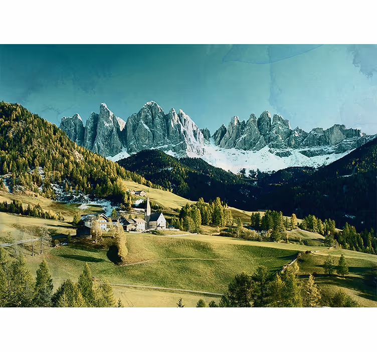 Fototapete landschaft bergdorf szenerie - TenStickers