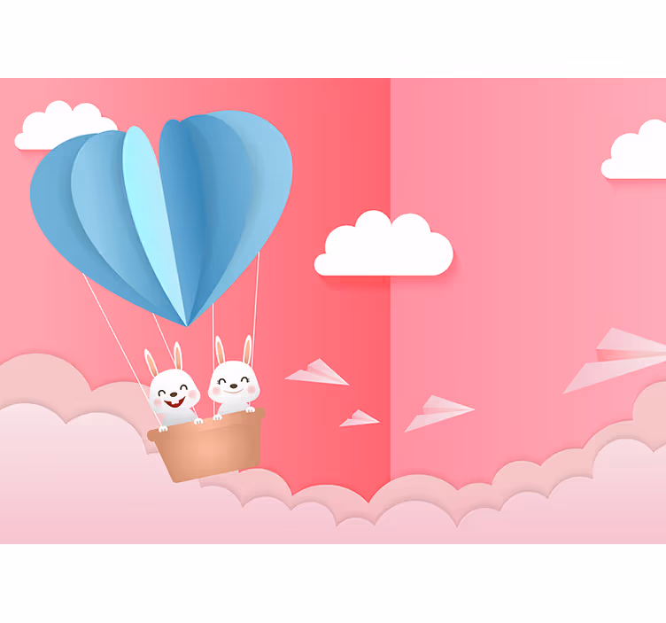 Fototapete liebe mit ballons und hasen - TenStickers