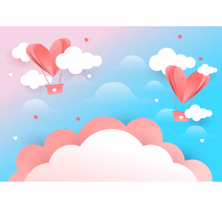 Fototapete liebe mit schwebenden herzballons - TenStickers
