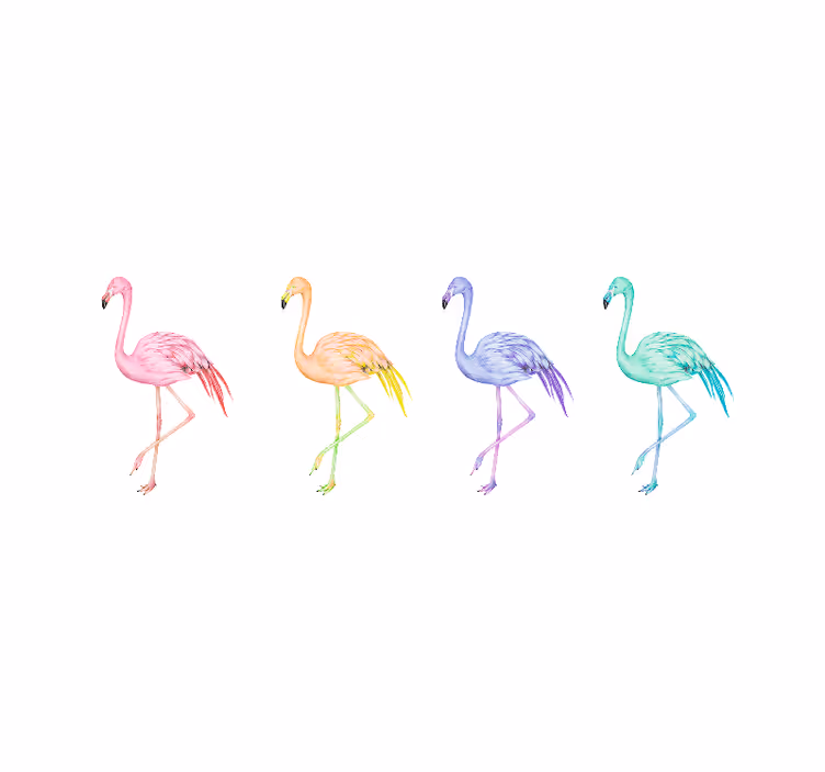 Fototapete hochzeit flamingo familien silhouetten - TenStickers
