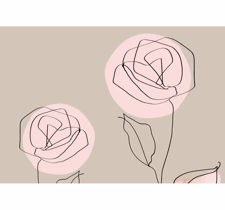 Fototapete blumen mit linienkunst rosen - TenStickers