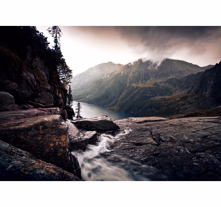 Fototapete landschaft mit malerischem bergsee - TenStickers