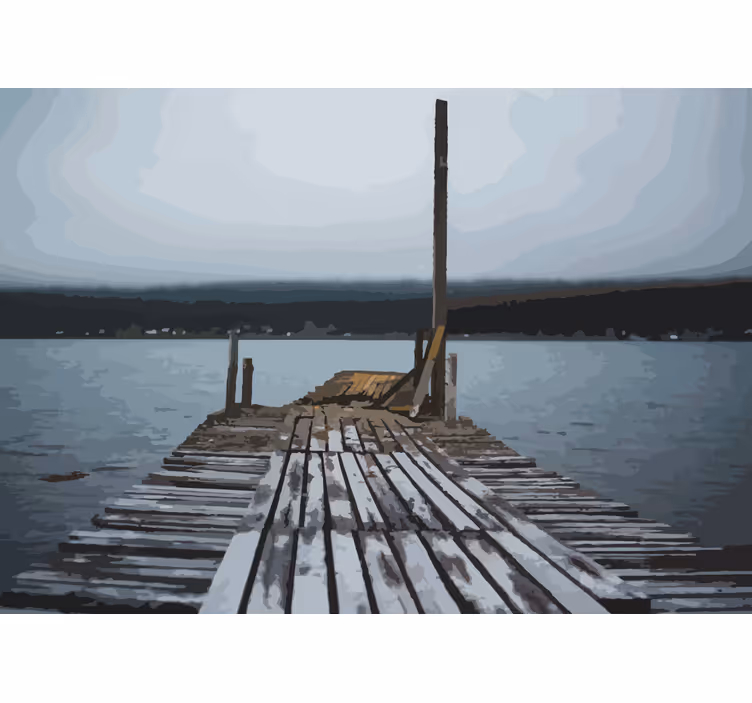 Fototapete landschaft ruhiger see steg - TenStickers