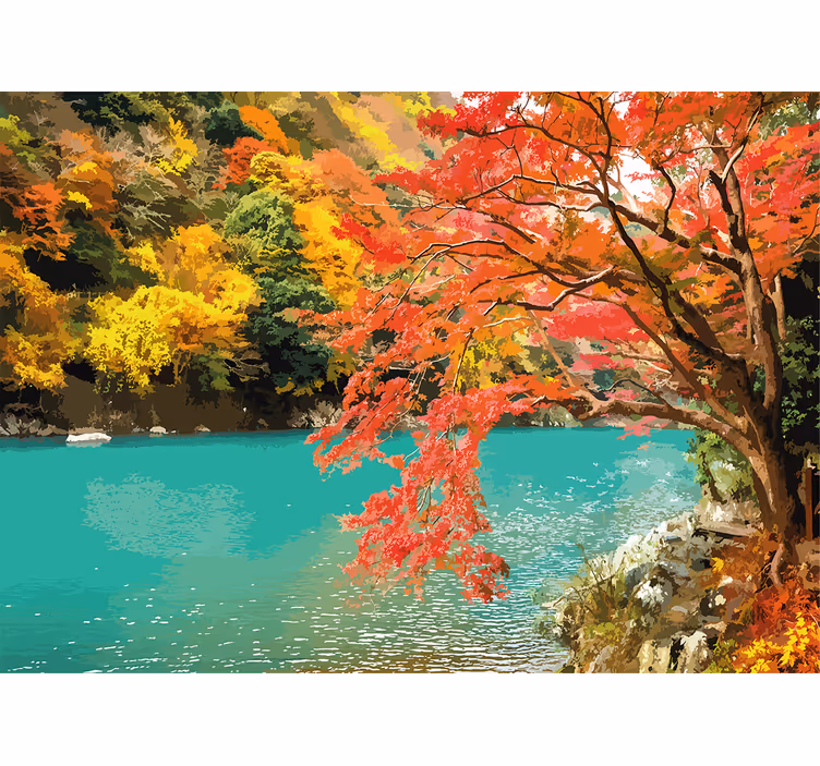 Fototapete natur lebendige herbstlandschaft - TenStickers