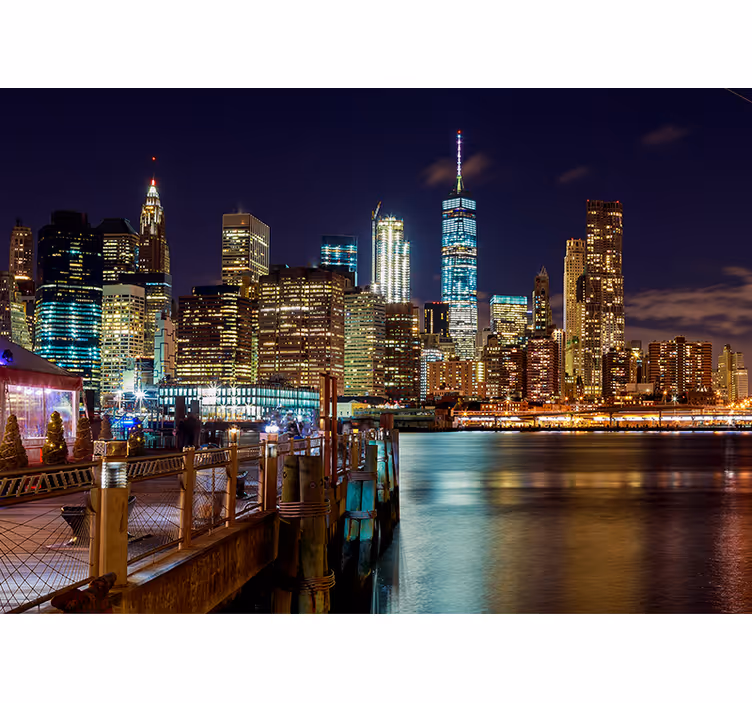 Fototapete new york stadtansicht bei nacht - TenStickers