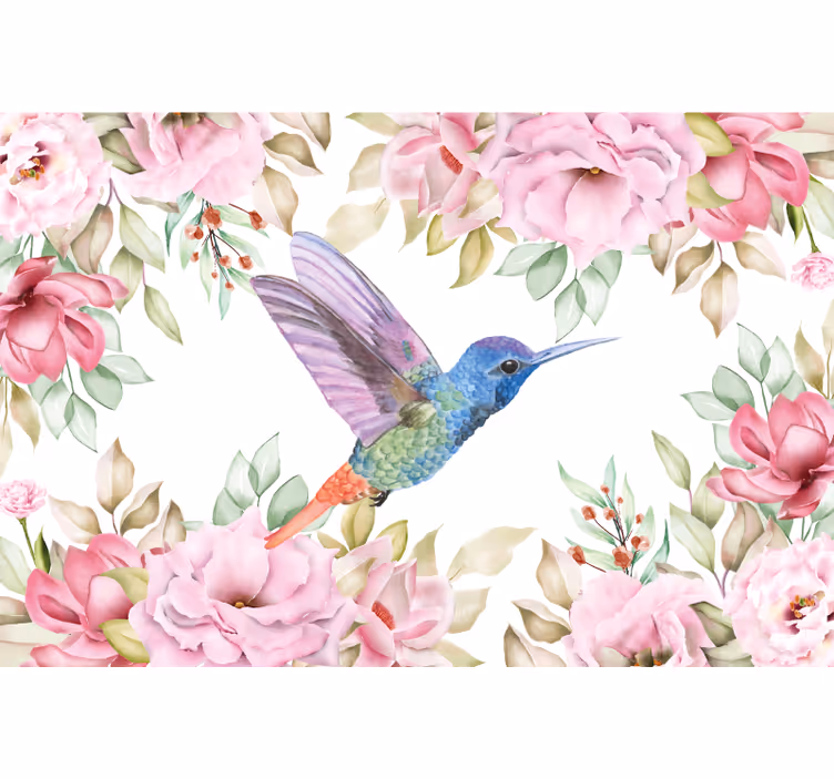 Fototapete blumen kolibri unter blüten - TenStickers