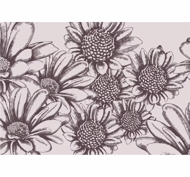 Fototapete blumen mit gänseblümchenmuster - TenStickers