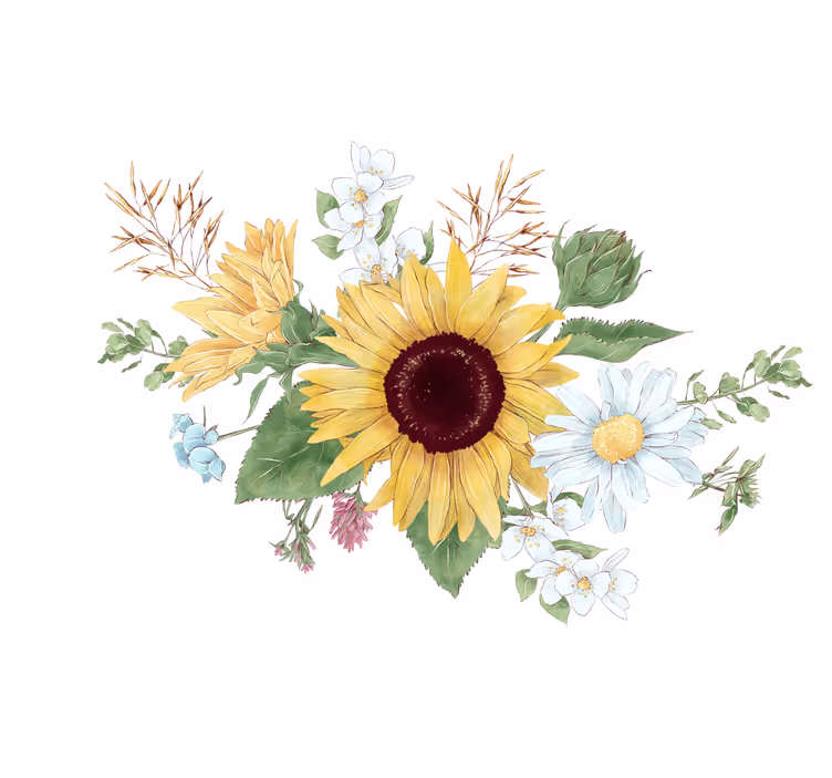 Fototapete blumen sonnenblumenblüten komposition - TenStickers