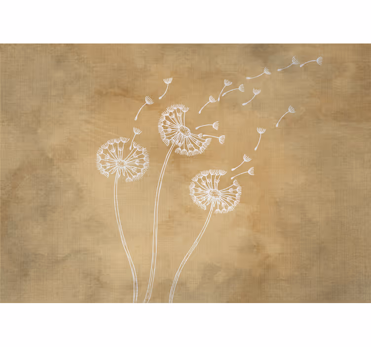 Fototapete blumen mit schwebenden löwenzahn-samen - TenStickers