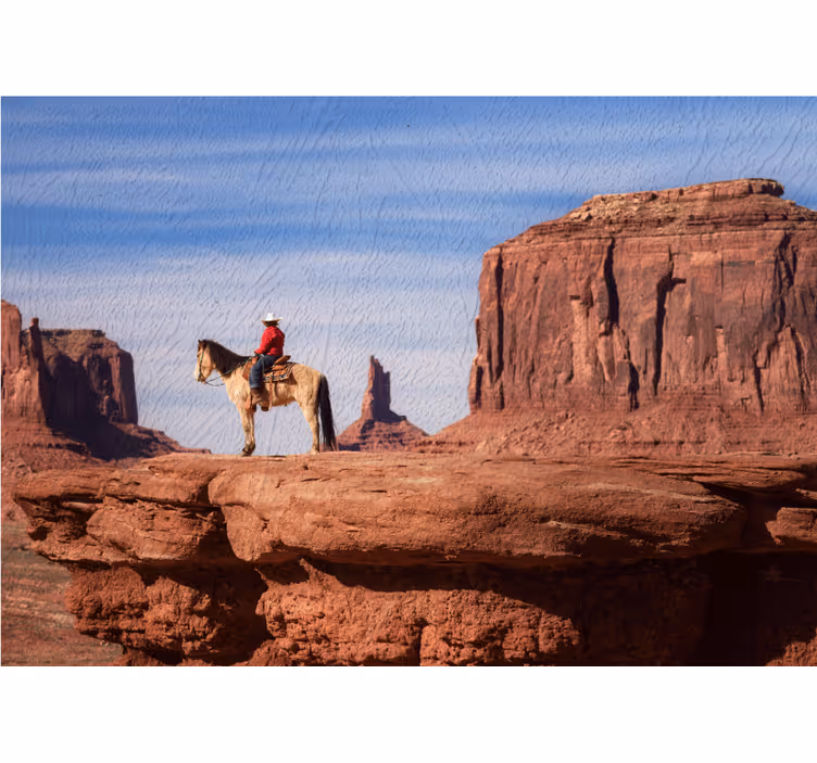 Fototapete landschaft cowboy auf dem pferd - TenStickers