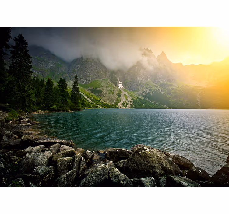 Fototapete landschaft gebirgssee aussicht - TenStickers