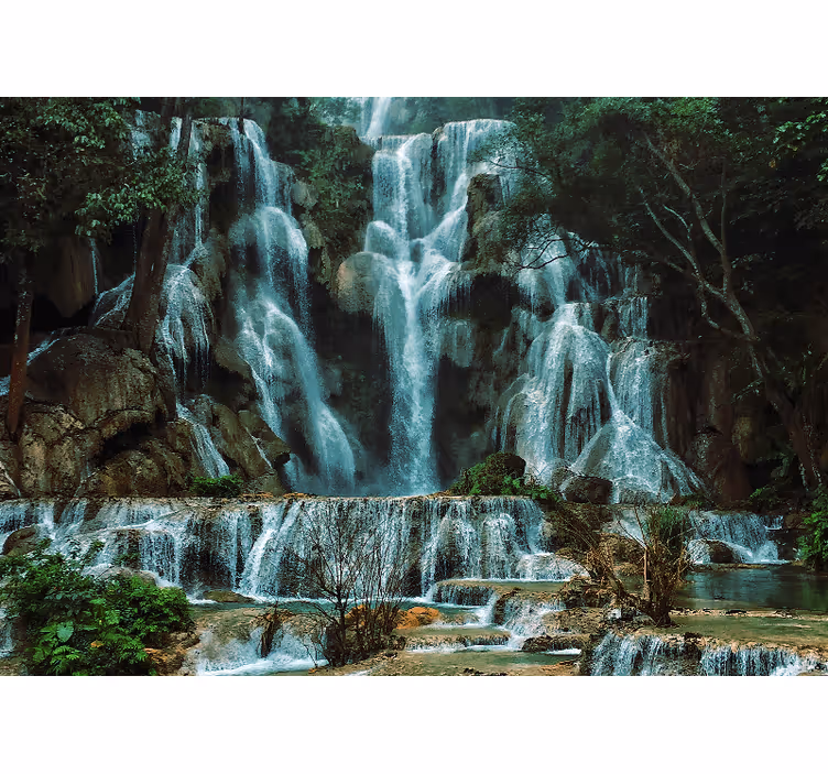 Fototapete berge mit majestätischem wasserfall - TenStickers