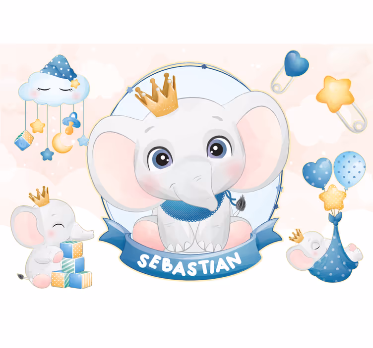 Fototapete babyzimmer mit süßem elefanten-design - TenStickers
