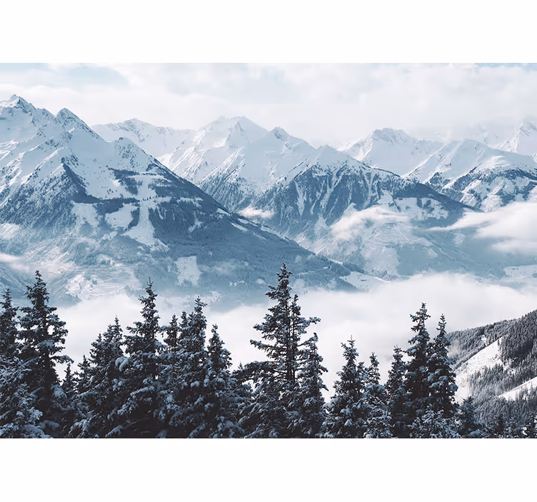 Tapete Wohnzimmer verschneite Berglandschaft - TenStickers