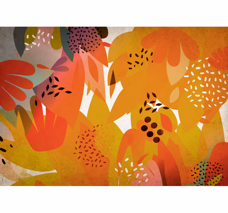Fototapete blumen mit lebhaften blattmotiven - TenStickers
