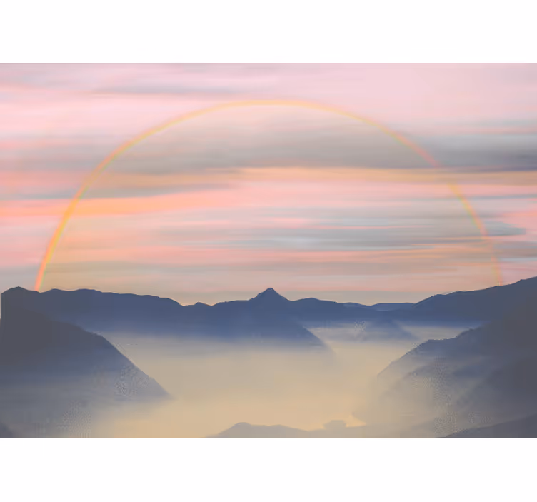 Fototapete landschaft regenbogen-mountainszene - TenStickers
