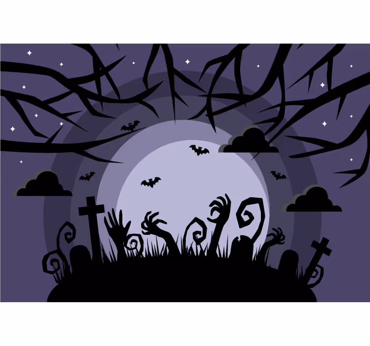 Fototapete halloween gespenstische friedhofsszene - TenStickers