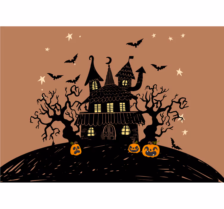 Fototapete halloween gespenstisches kürbis schloss - TenStickers
