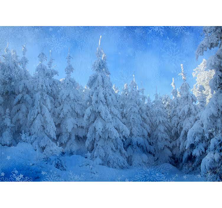 Fototapete wald mit verschneiten kiefern - TenStickers