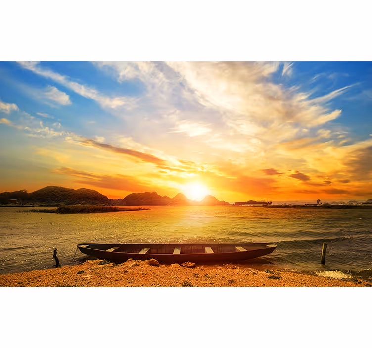 Fototapete landschaft ruhige sonnenuntergangsspiegellung - TenStickers