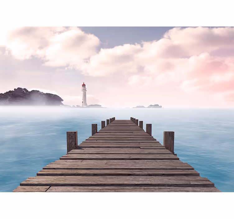 Fototapete landschaft leuchtturmweg am meer - TenStickers