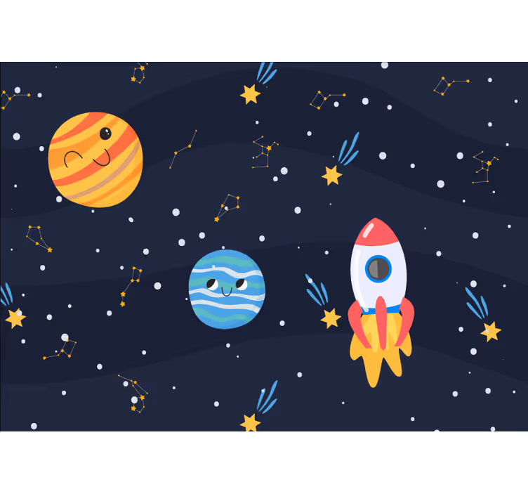 Fototapete weltraum spielerische planetenerkundung - TenStickers