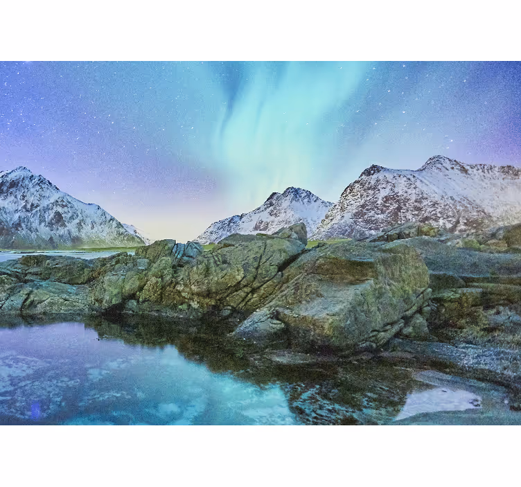 Fototapete landschaft nordlichter reflexion - TenStickers