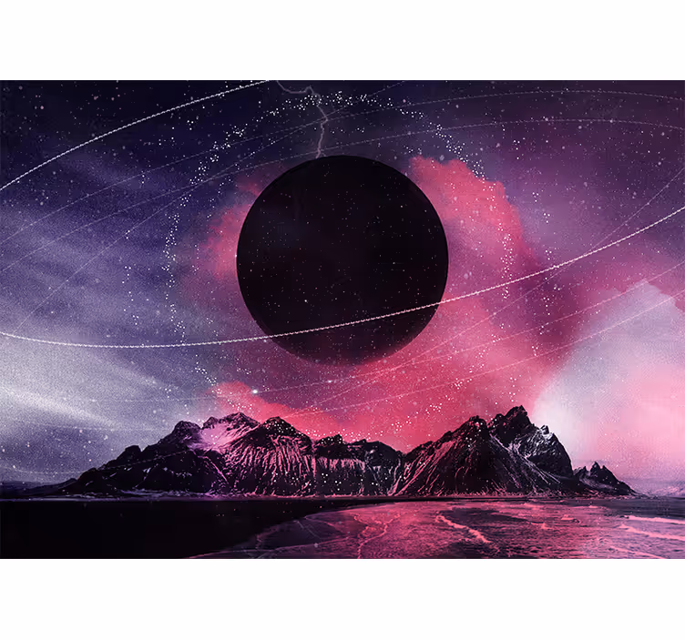 Fototapete weltraum kosmischer schwarzer planet - TenStickers