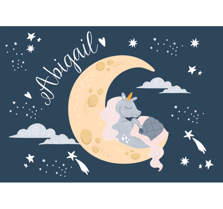 Fototapete kinderzimmer träumendes einhorn in der nacht - TenStickers