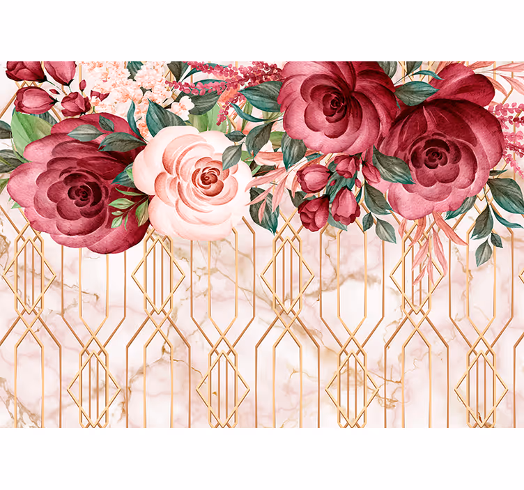 Fototapete Blumen rose geometrische fusion - TenStickers