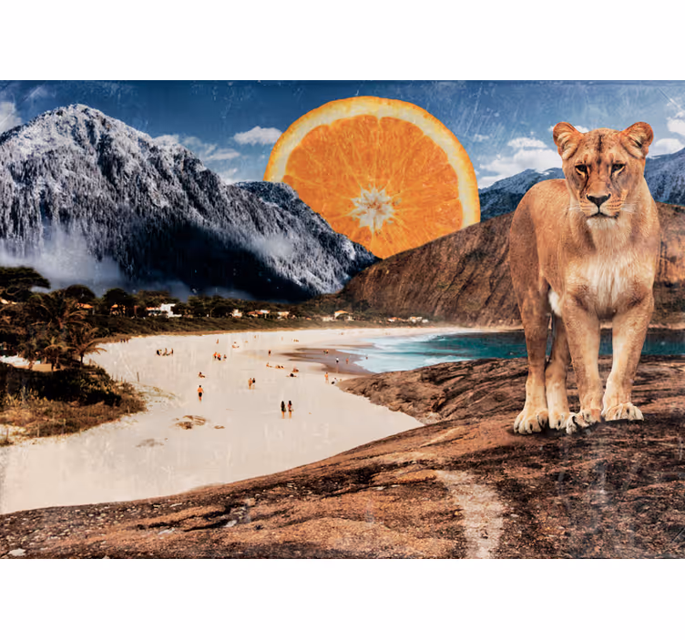 Fototapete tiere löwen am strand szene - TenStickers