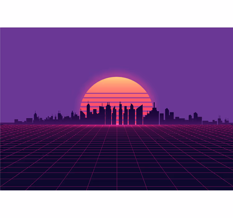 Fototapete städte silhouette einer stadt im sonnenuntergang - TenStickers