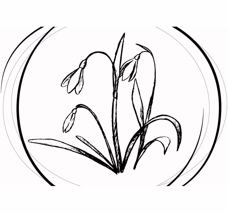 Fototapete blumen schneeglöckchen umriss - TenStickers