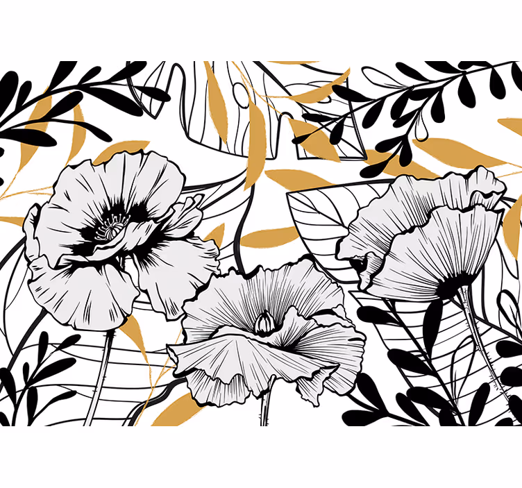 Fototapete Blumen florale umrissmuster - TenStickers